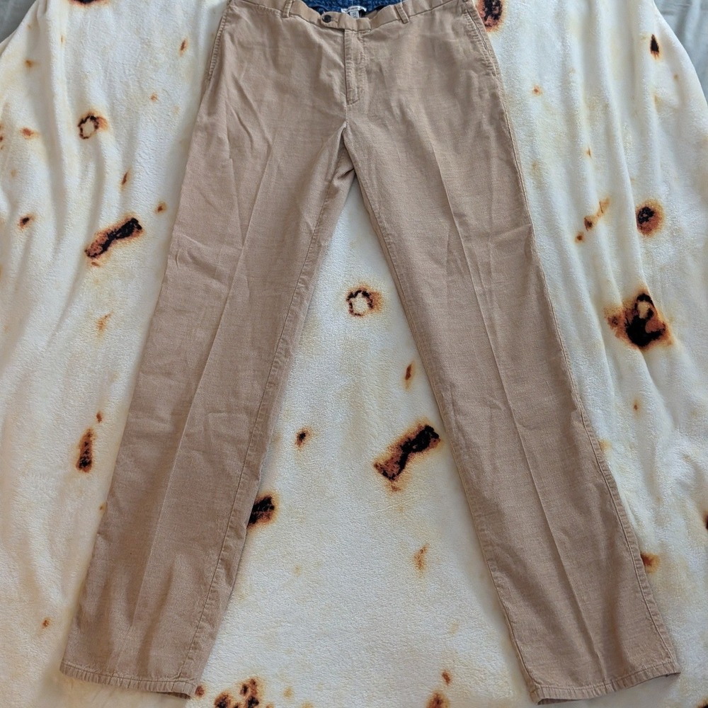 Peter Millar Mens Tan Khaki Corduroy Pants Flat Front Cotton MF13B86 Size 38x34